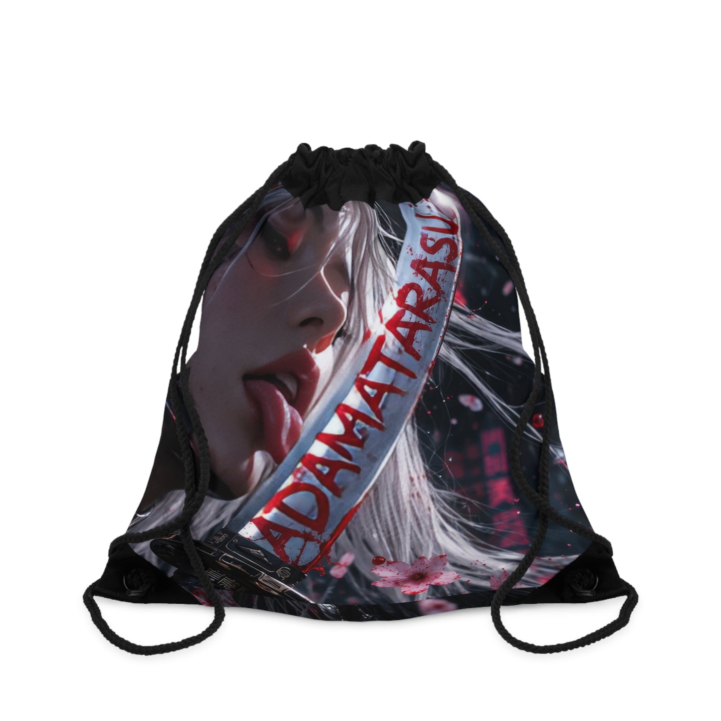 Cyber Sakura Drawstring Bag